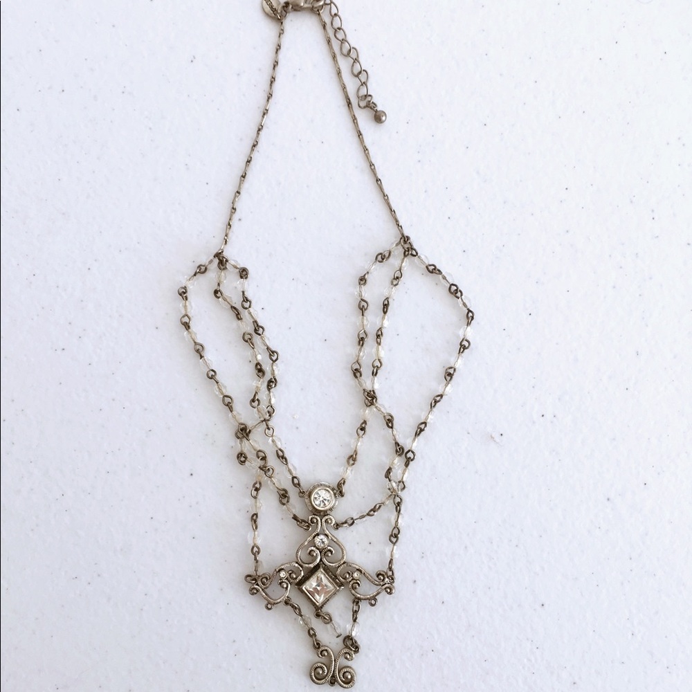 ☀️Express Fashion 16" White Stone Silver Necklace